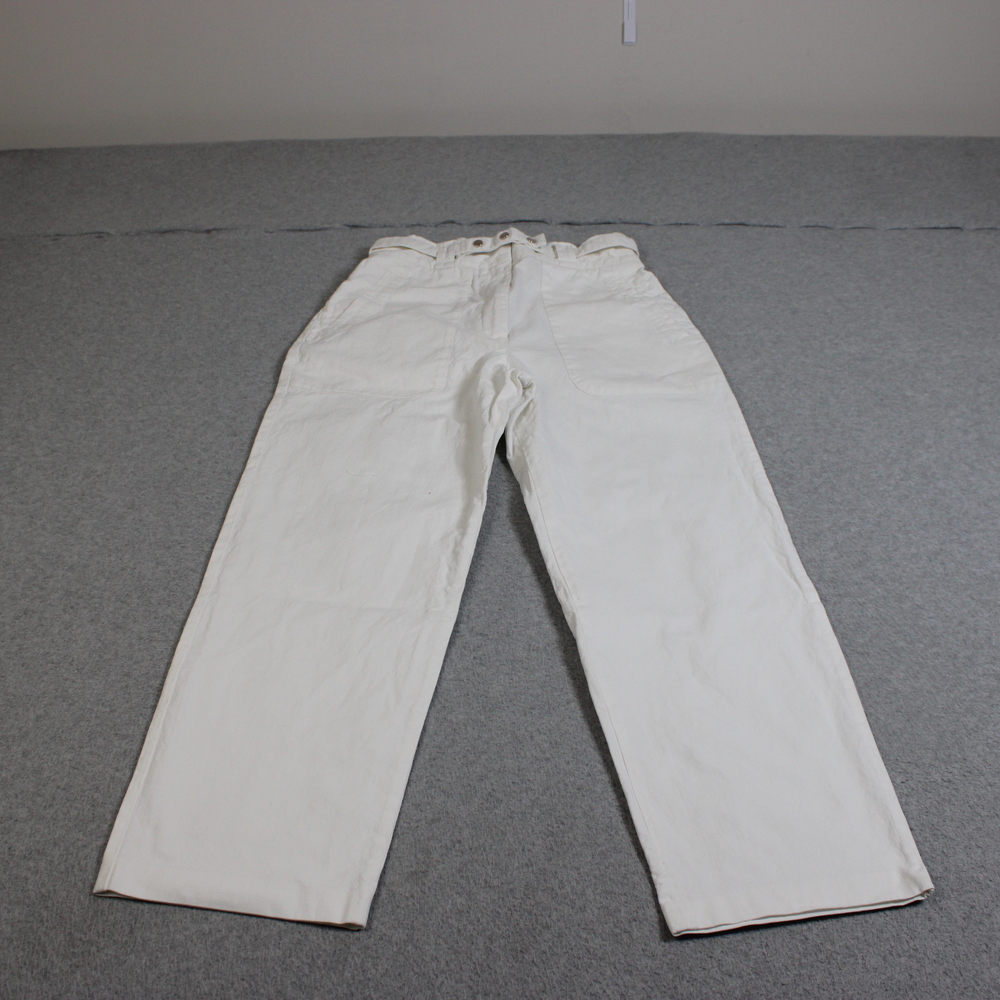 IRO Pants Women 38 White Zoannah Twill Belted Pleated Chino High Waist Coastal